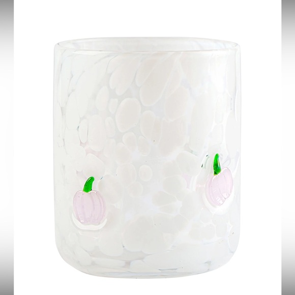 White Glass with Pink Pumpkin Accents - Picture 1 of 4